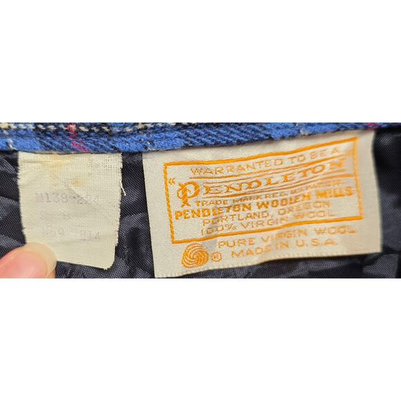 Vintage Pendleton Wool Skirt Size 8 Blue Plaid A-Line Pencil Kilt USA -24" Waist - Picture 5 of 7
